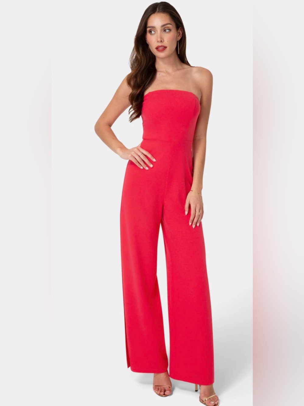 Small Bebe Strapless Fuchsia Jumpsuit